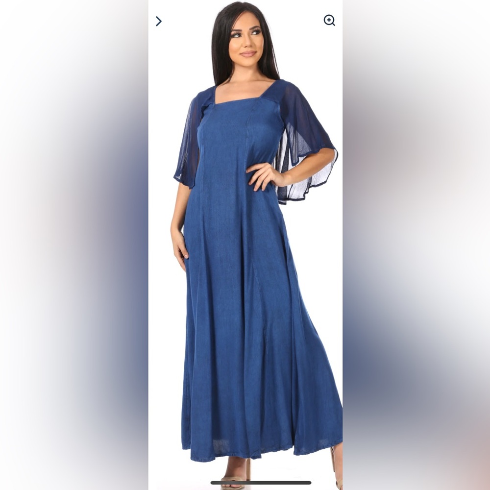 Women's Maxi Capelet Long Dress Celtic Medieval Renaissance Adjustable - Size L